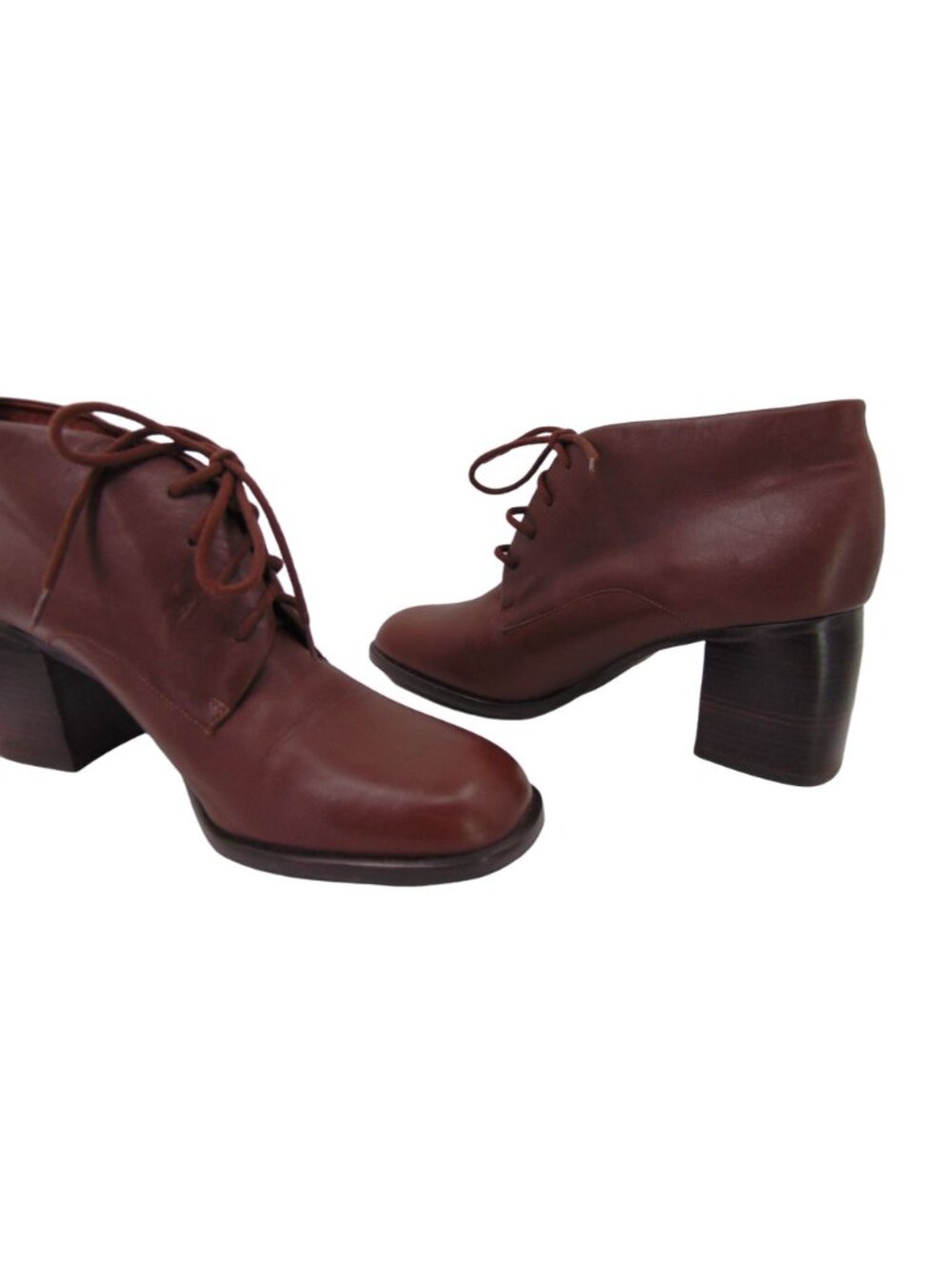 Etienne Aigner Womens Brown Pinto Ankle Booties Shoes Size 8 Chunky Heels Boots - Picture 9 of 12